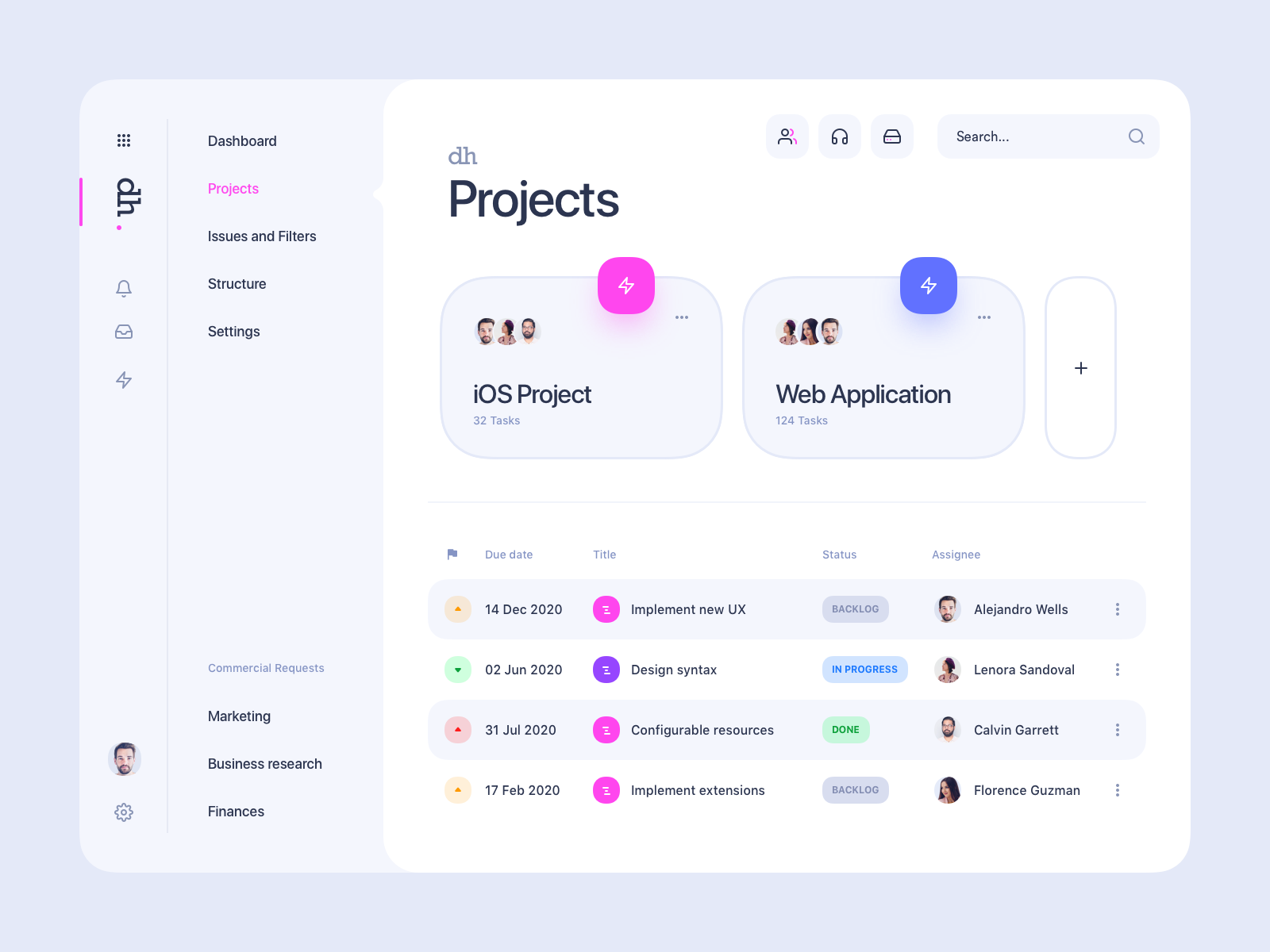 后台界面Project界面