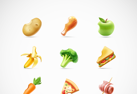一组蔬菜水果好吃的图标